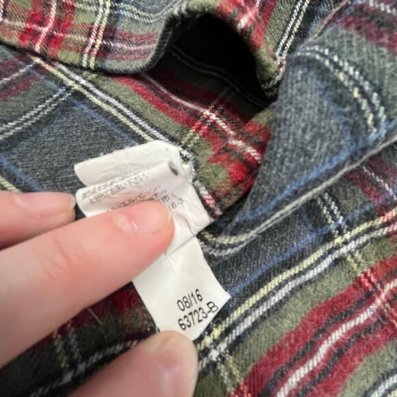 LL Bean Green Gray Scotch Plaid Mens XLT Traditional Fit‎ Flannel Shirt Shacket - Picture 10 of 11